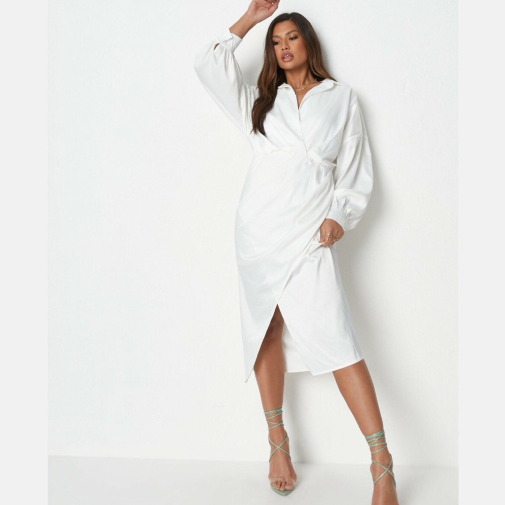 Dress Putih Rok Lilit Tali