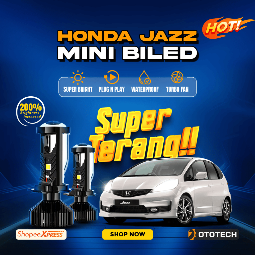 [Ototech] Lampu Honda Jazz GE8 H4 Mini Biled Projie LED Projector Mobil Super Terang