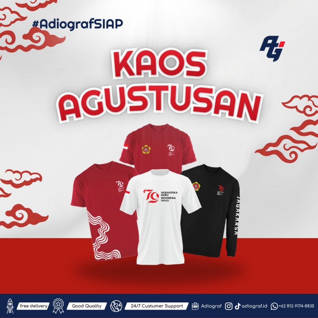 Kaos Agustusan Custom Cotton Combed 100% – Sablon Rubber Ink & Plastisol Tahan Lama, S-XXL / Kaos 17