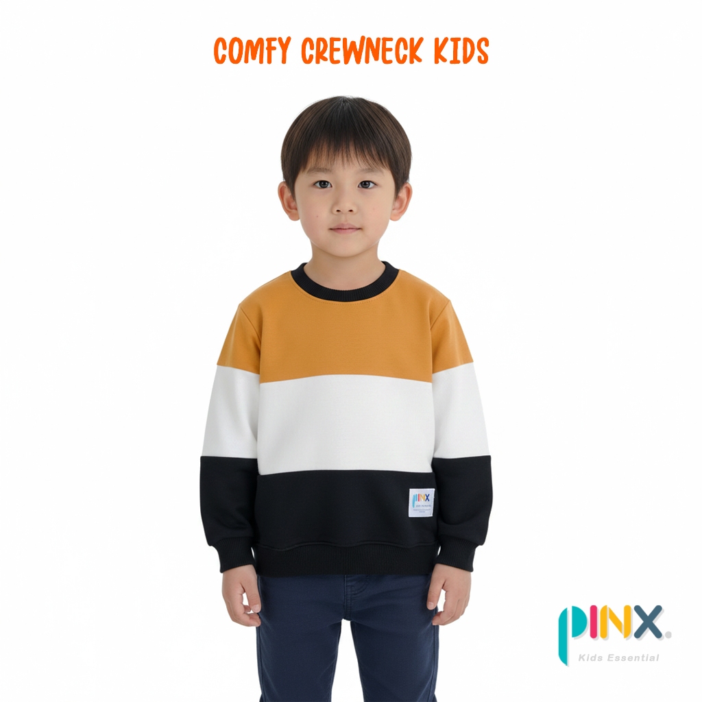 SALE PinxKids - Sweater Crewneck Anak Unisex Comfy usia 1 - 10 tahun Twotone Dark Harvest