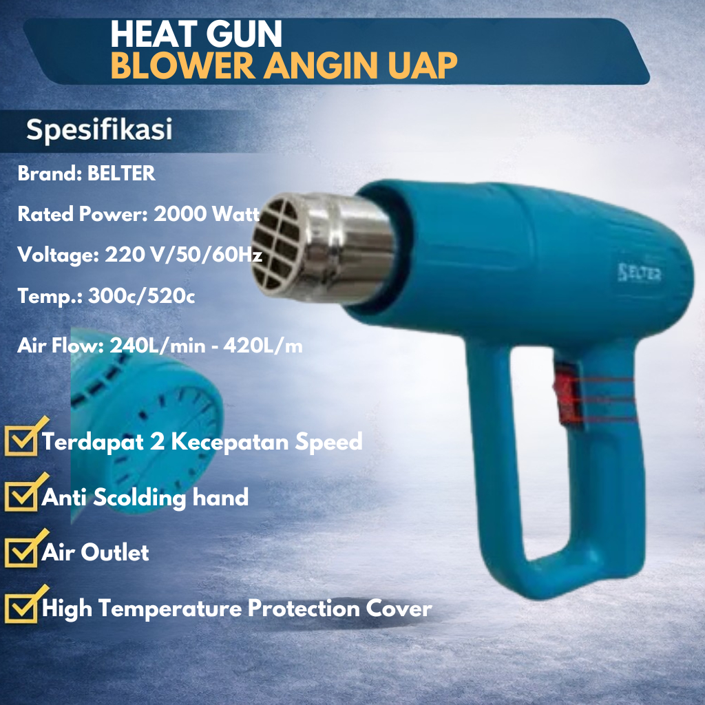 BELTER BISA COD Hot Air Gun / 2000 Watt Electric Hot Air Gun 220V Heat Gun Perkakas Elektrik Blower 