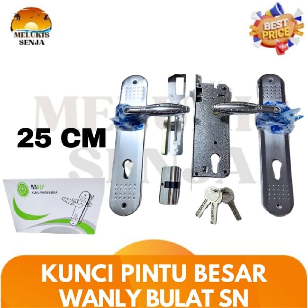Kunci Pintu Besar / Slot Pintu Besar Wanly/Amani bulat silver