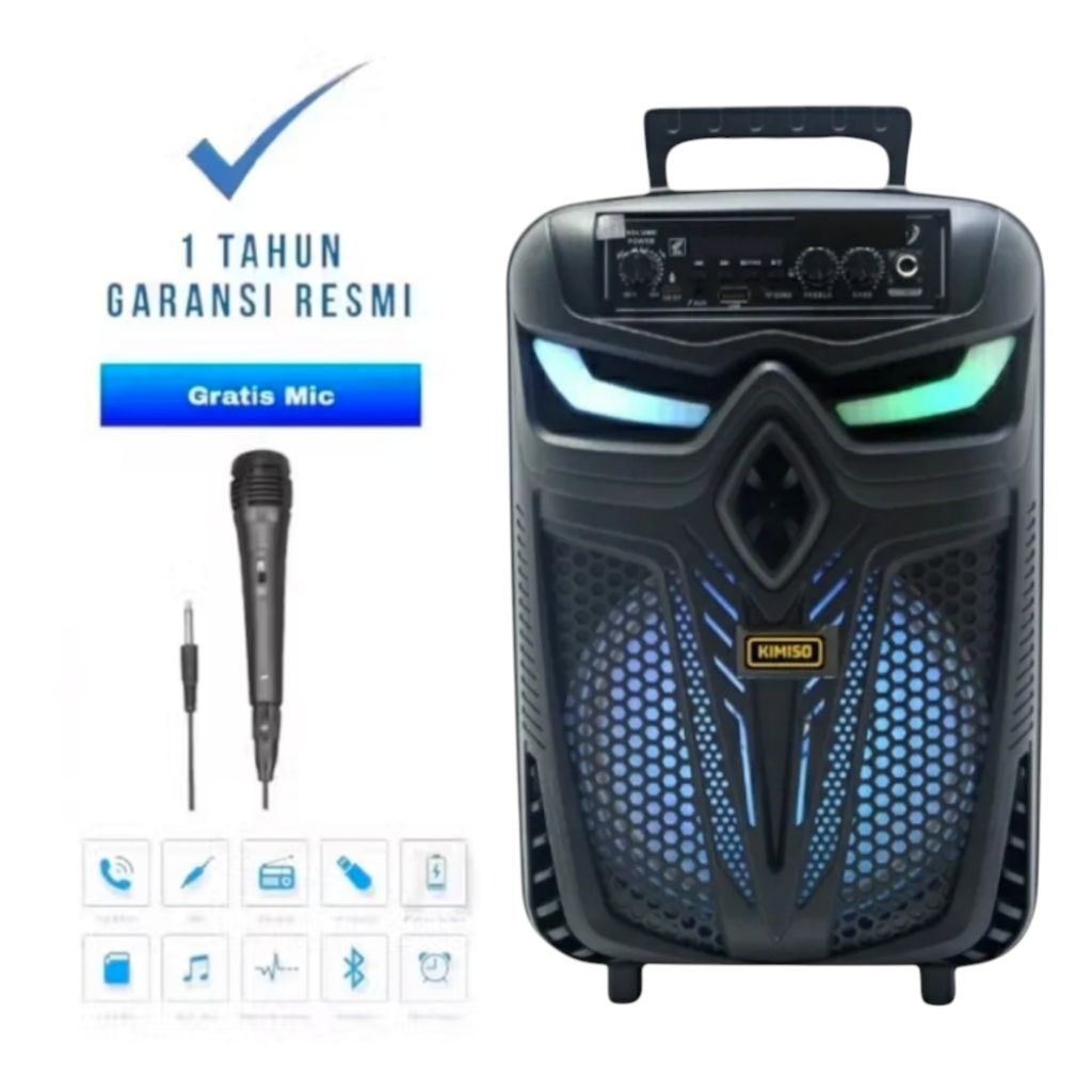 SALON AKTIF PEMBESAR SUARA UKURAN BESAR 8INCH KIMISO 7801 FREE MIC + REMOTE / SPEAKER BLUETOOTH KARA