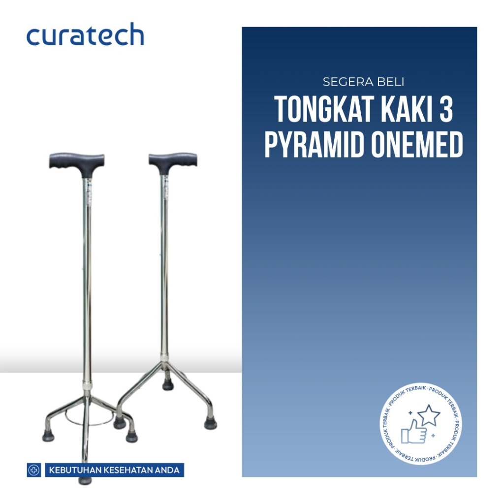 Tongkat Pyramid Kaki 3 Onemed / Tongkat Jalan Kaki 3 / Tongkat Orang Tua / Alat Bantu Jalan Orang Tu