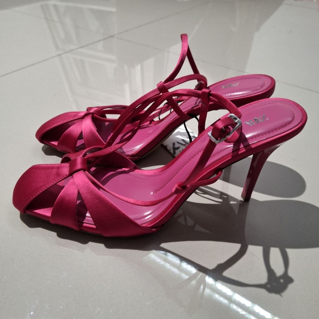 ZARA SEPATU HIGH HEELS STILETTO PINK BARU ASLI ORIGINAL
