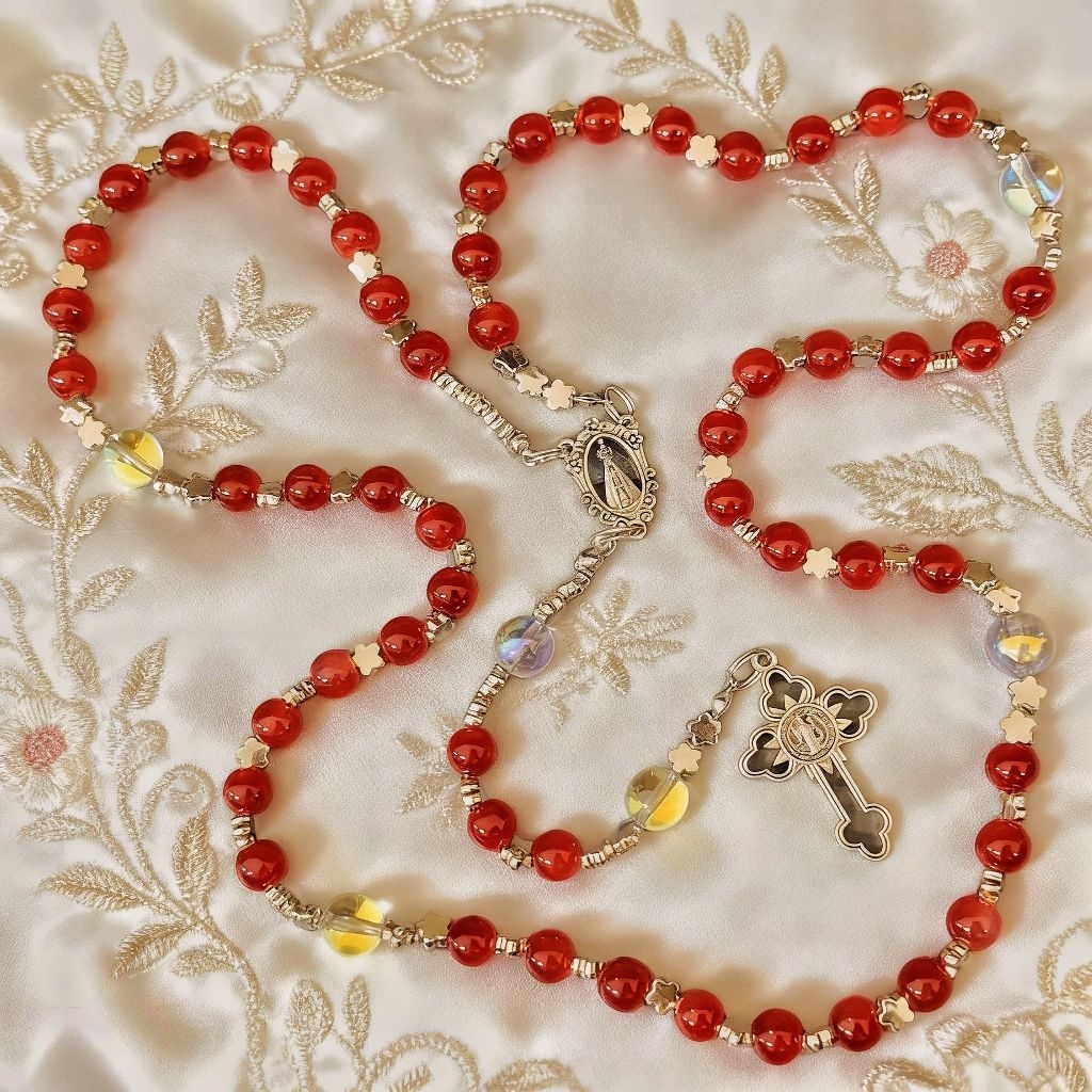 ROSARIO MANIK-MANIK BATU KARANG MERAH RED CORAL #R0010