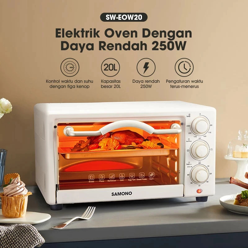 SAMONO EOW 20 Oven Listrik Low Watt 20L Elektronik Rumah Tangga Oven Listrik Watt Kecil - ORIGINAL