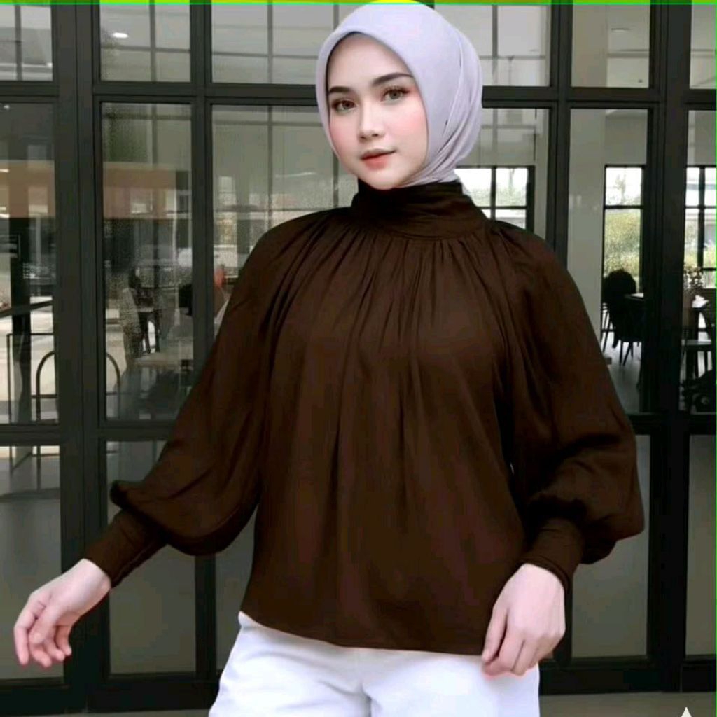 fashion leya Blouse terbaru lengan Balon Oversize termurah LD 120