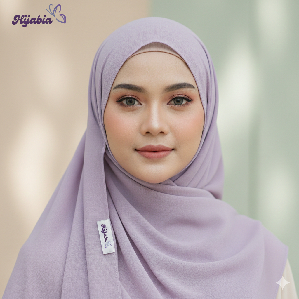 Hijabia - Hijab Segiempat Voal Premium - Warna Soft Lilac
