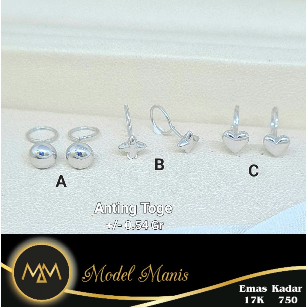 Anting Toge Variasi Putih 750 kadar 17k