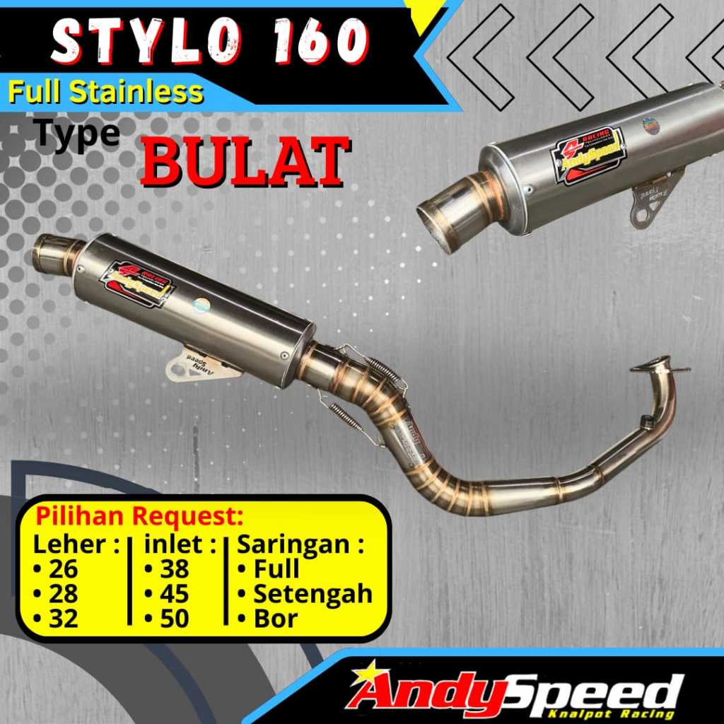KNALPOT BRONG RACING HONDA STYLO 160 ANDY SPEED