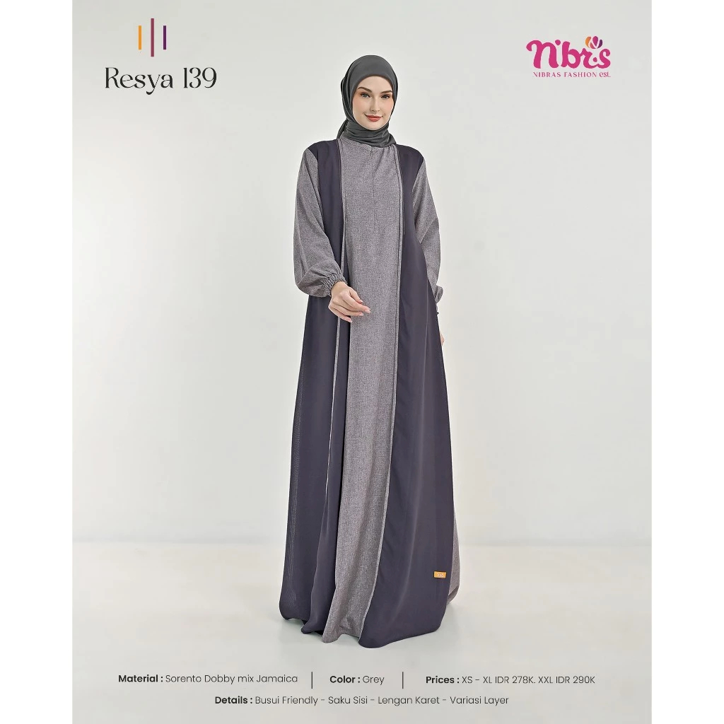 RESYA 139 GAMIS NIBRAS TERBARU, GAMIS HARIAN, GAMIS IBU, GAMIS PENGAJIAN, GAMIS ANGGUN