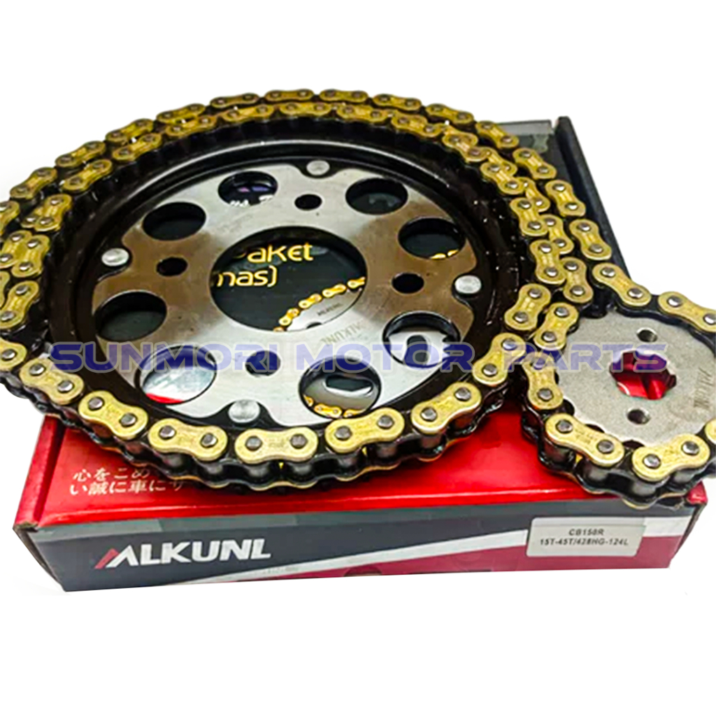 GEAR PAKET GEARSET HONDA CB150 R LED CB 150 2015 CBR 150 LED GOLD MODEL SSS 15T/45T 428HG-124L MERK 