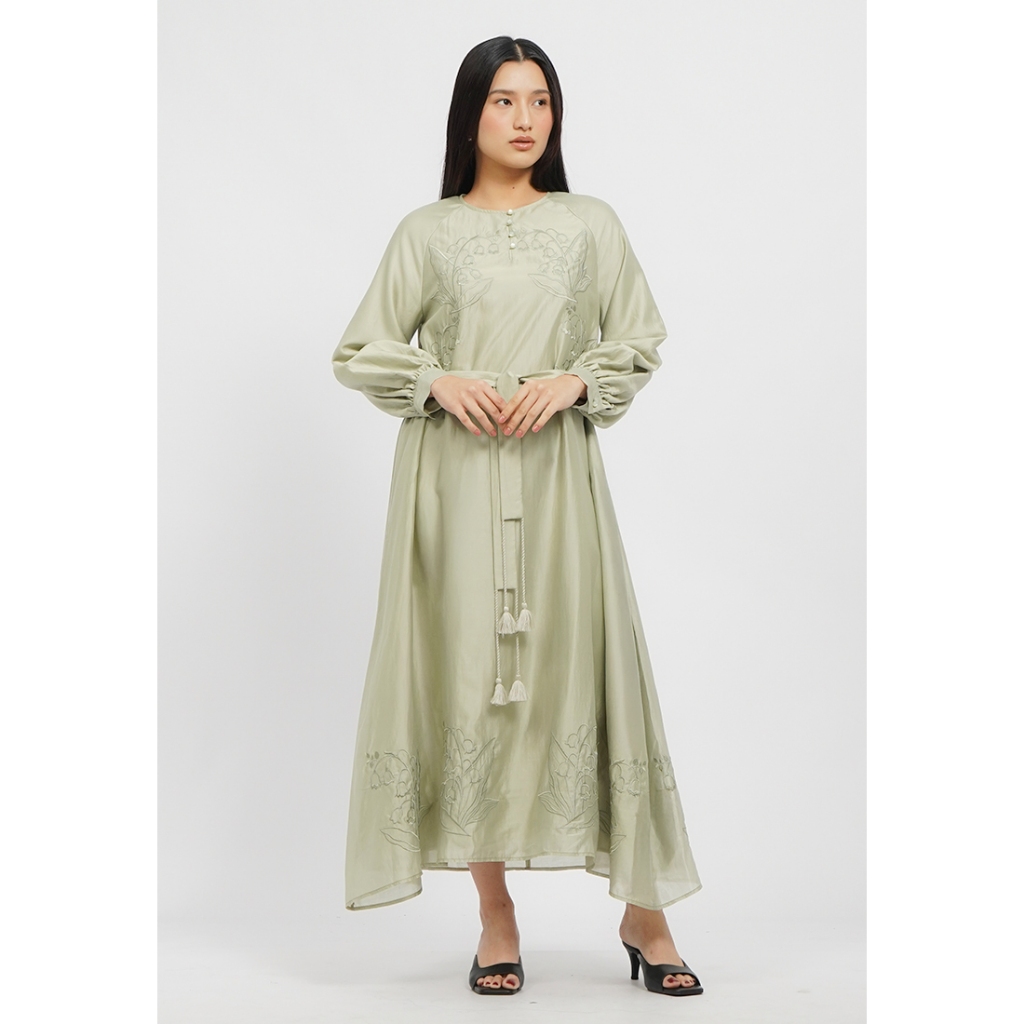 Et Cetera Puff Sleeves Gamis with Tassel SAGE