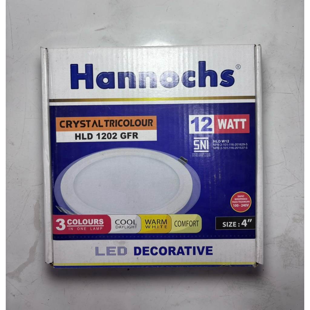 Lampu Downlight Hannochs Crystal Tricolour HLD 1202 GFR / Lampu Plafon Hannochs Crystal Tricolour 12