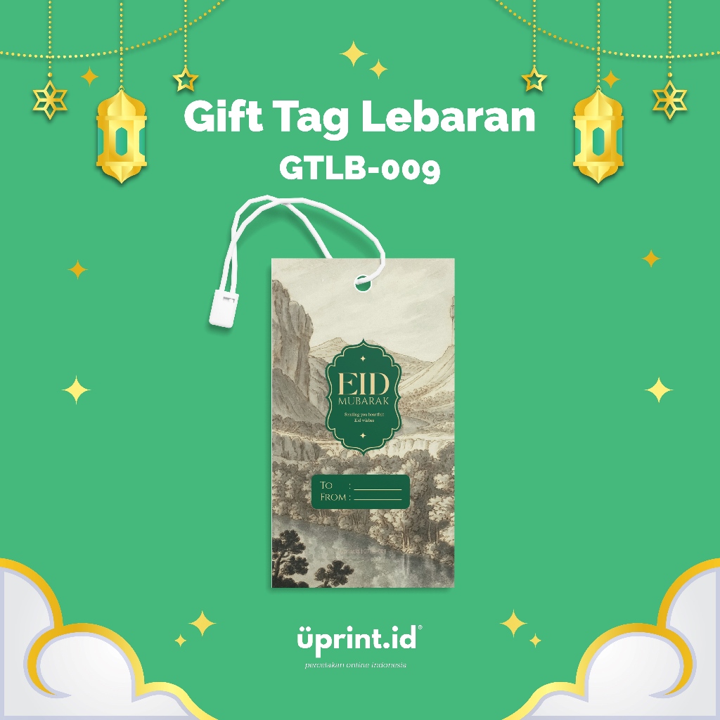 Gift Tag Lebaran GTLB-009 UPRINT 9x5 cm – Tag Kado Idul Fitri Full Color | Carton BW 250gsm | Desain