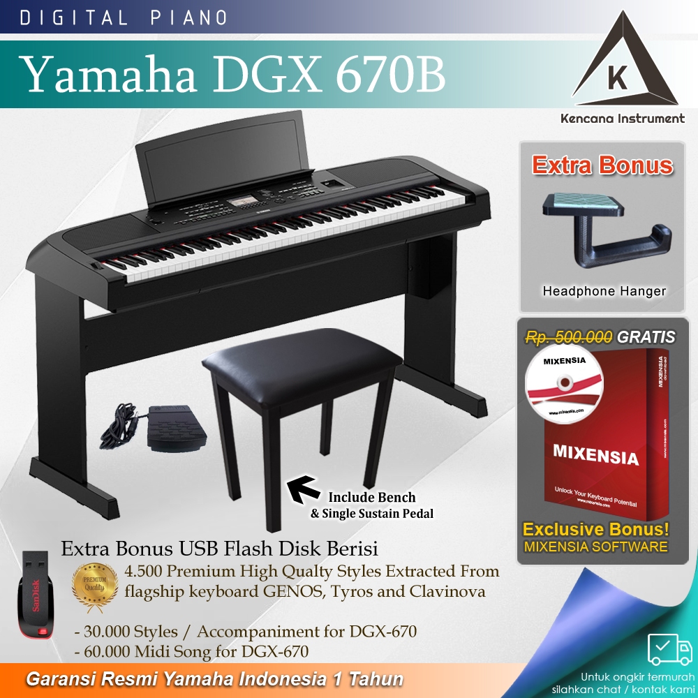 Yamaha DGX670 + Bench / DGX 670 Digital Piano ( Penerus DGX660 660)