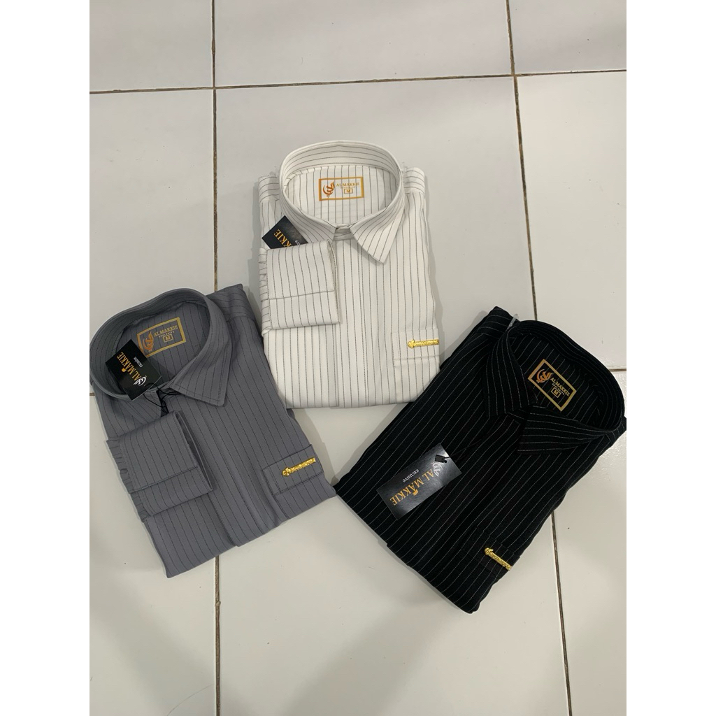 gamis almakki motif salur semi woll