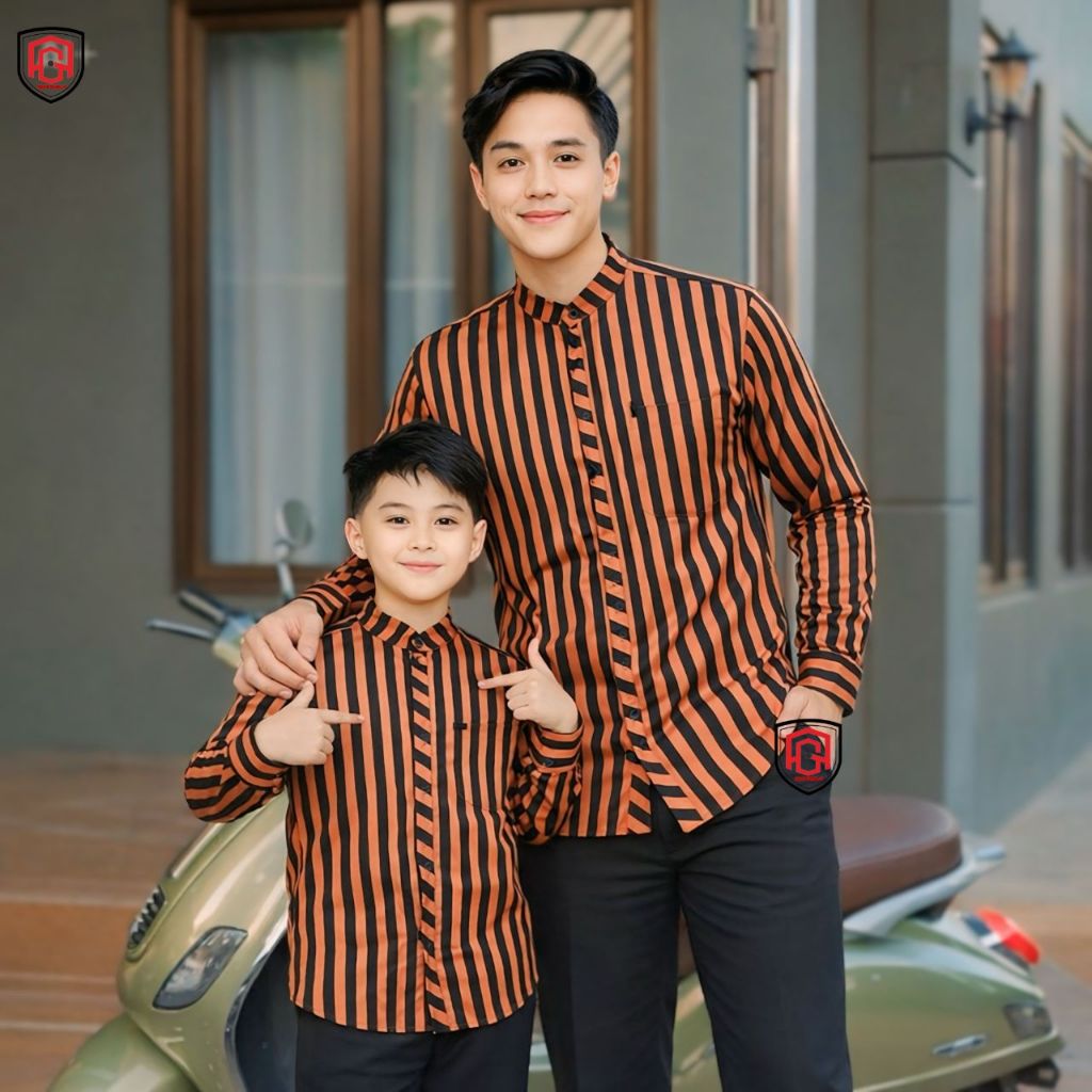 BAJU KOKO LURIK SURJAN JAWA KEMEJA SHANGHAI PRIA MUSLIM KEMKO DEWASA BASIC KATUN SERAGAM ANAK SANTRI