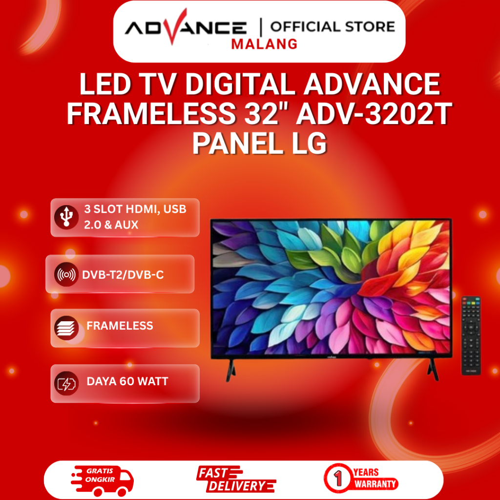LED TV Digital Advance Frameless 32" ADV-3202T Panel LG