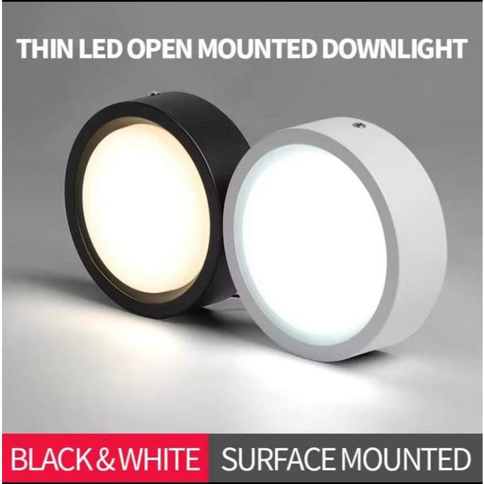 Lampu Slim Outbow LED Lampu Downlight Plafon 20w 50w Body Hitam Cahaya Putih Kuning Natural