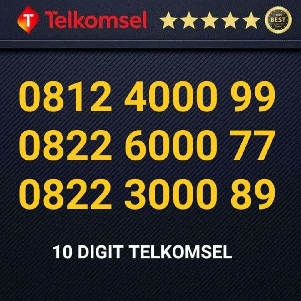 Kartu Perdana Telkomsel Nomor Cantik 10 Digit - 0812 4000 99 0822 6000 77 0822 3000 89 000