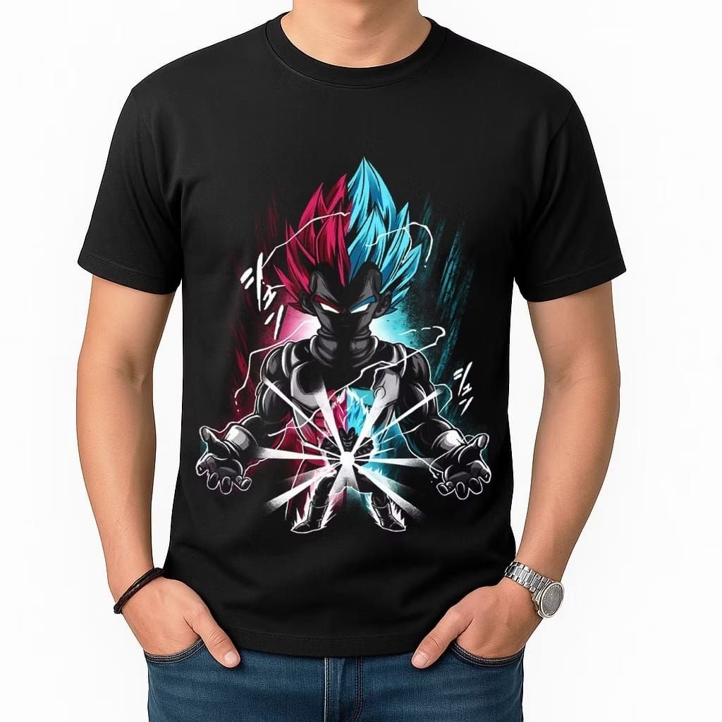 Kaos Distro Pria Lengan Pendek Vegeta Dragon Ball Tshirt Cowok Keren Kekinian Vegeta Dragon Ball Ata
