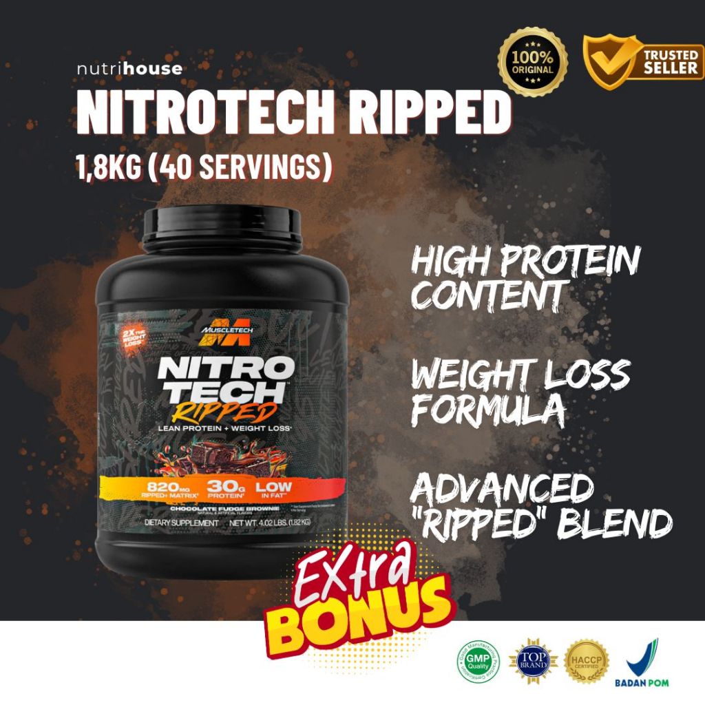 Muscletech Nitrotech Ripped 4lbs Whey Protein Fatburn Formula Nitro Tech Riped