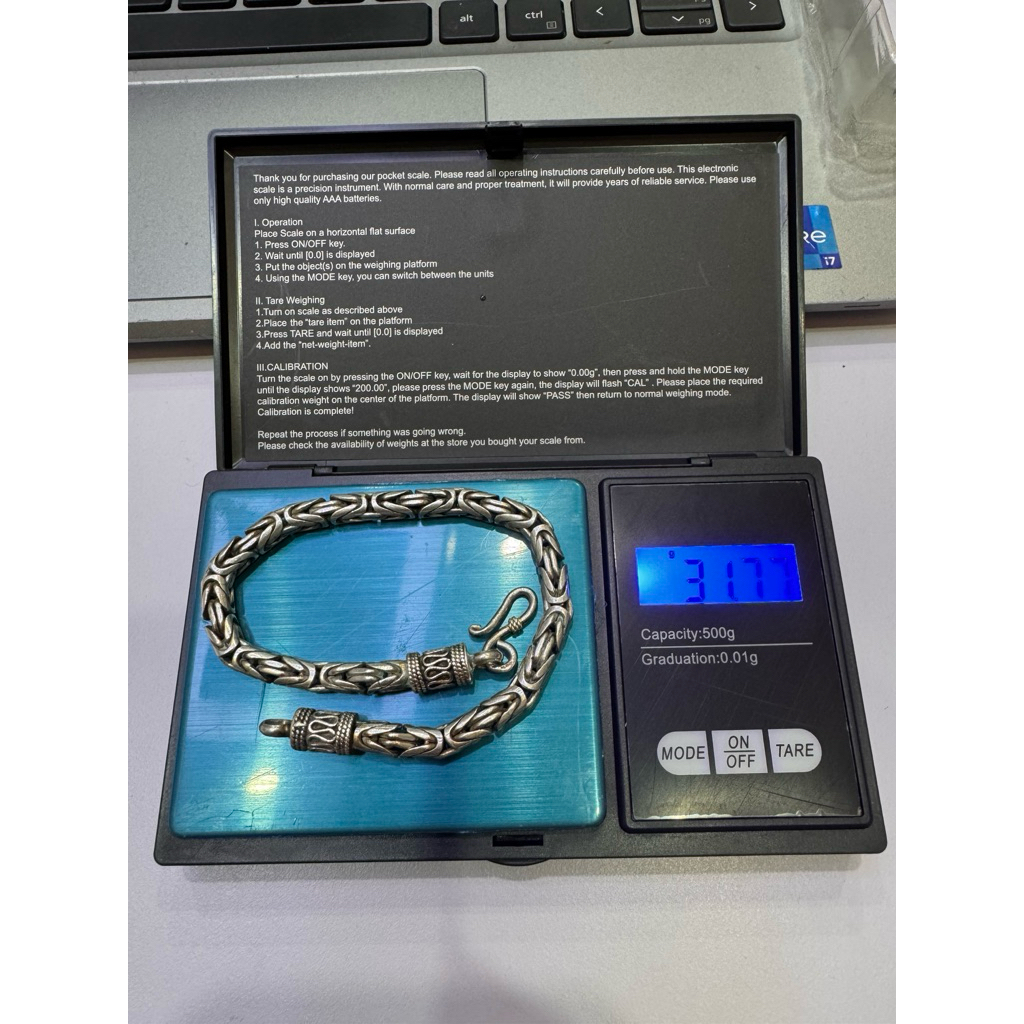 Gelang perak bakar 925 motif