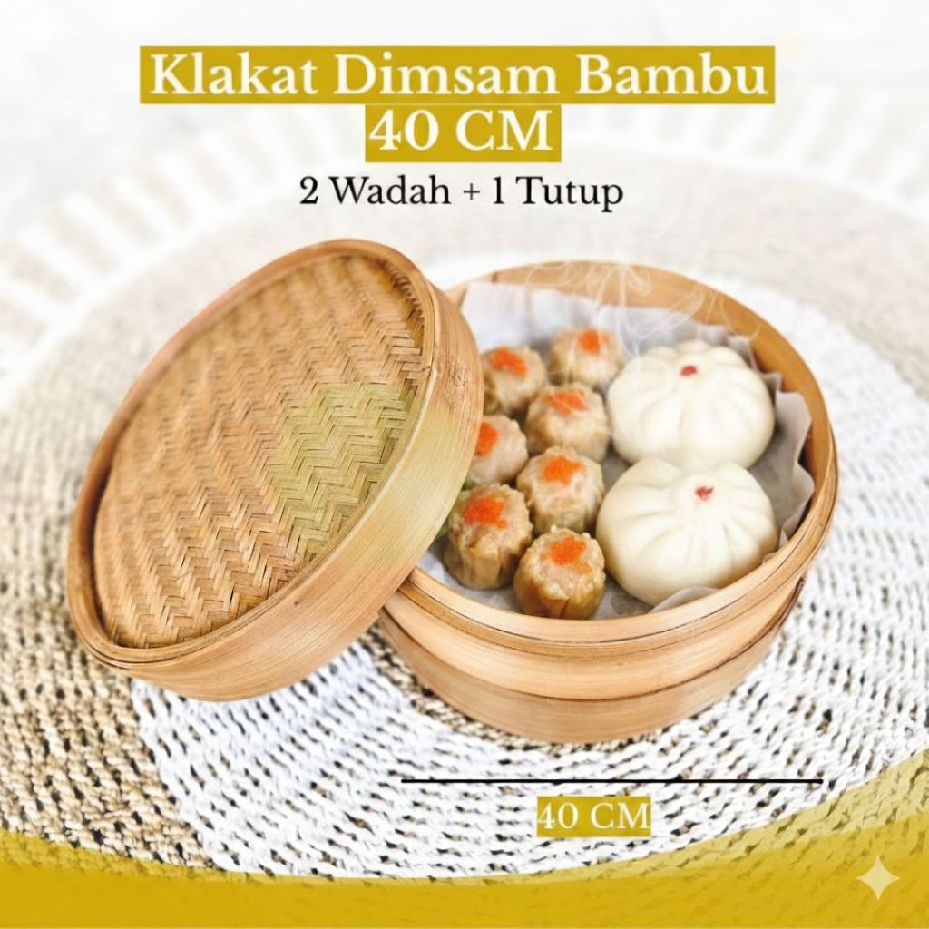 JOGJA WONDERFUL / Klakat Bambu Dimsum (2 Wadah 1 Tutup) Wadah Dimsum Kukusan Dimsum Bambu