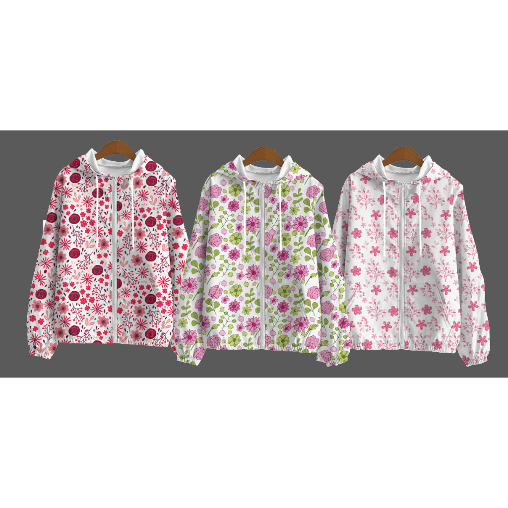 JAKET PARASUT WANITA MOTIF BUNGA FULLPRINT | JAKET OLAHRAGA | JAKET WANITA |JAKET PARASUT