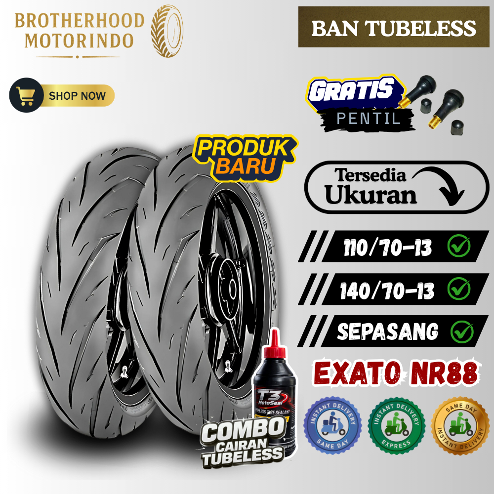 (PAKET SEPASANG) BAN IRC EXATO TUBELESS (110/70-13 / 140/70-13) BAN RING 13 / BAN IRC / BAN TUBBLES 