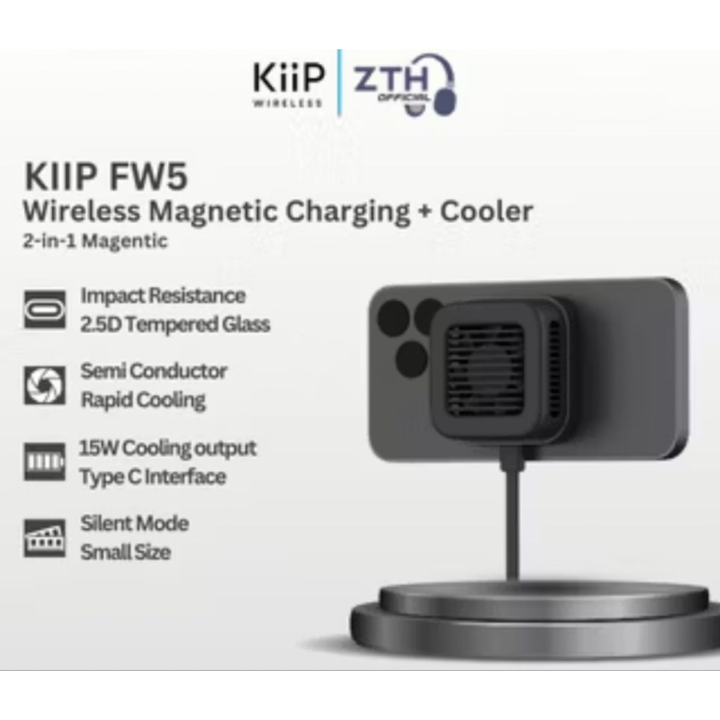 KIIP FW5 wireless Charging magnetik 2in1 Cooler pendingin 15W