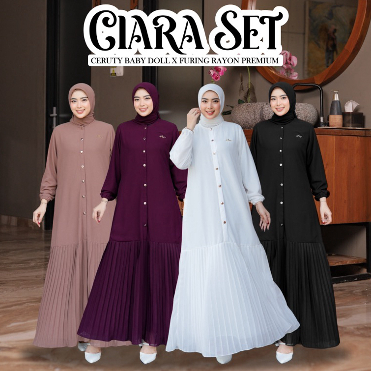 Alifia - Clara Set Gamis Ceruty Baby Doll Premium Wanita – Dress Muslimah