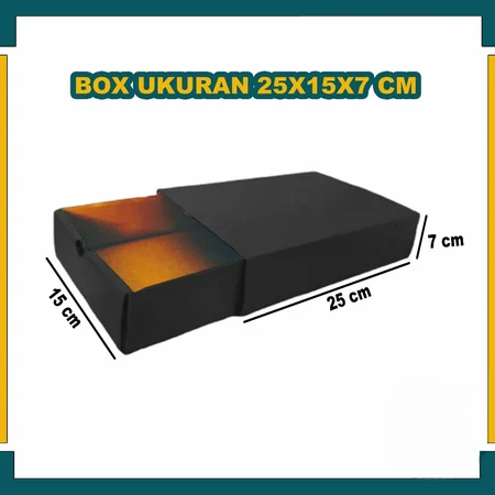 Box Silding Kotak Hitam Polos Ukuran 25x15x7 Cm Dus Hadiah Packaging Souvenir Hampers Kado