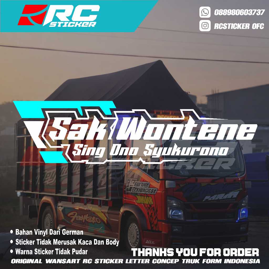 Cuting Stiker Kaca Mobil Truck Pickup Grandmax , Carry , L300 | Stiker Sak Wontene