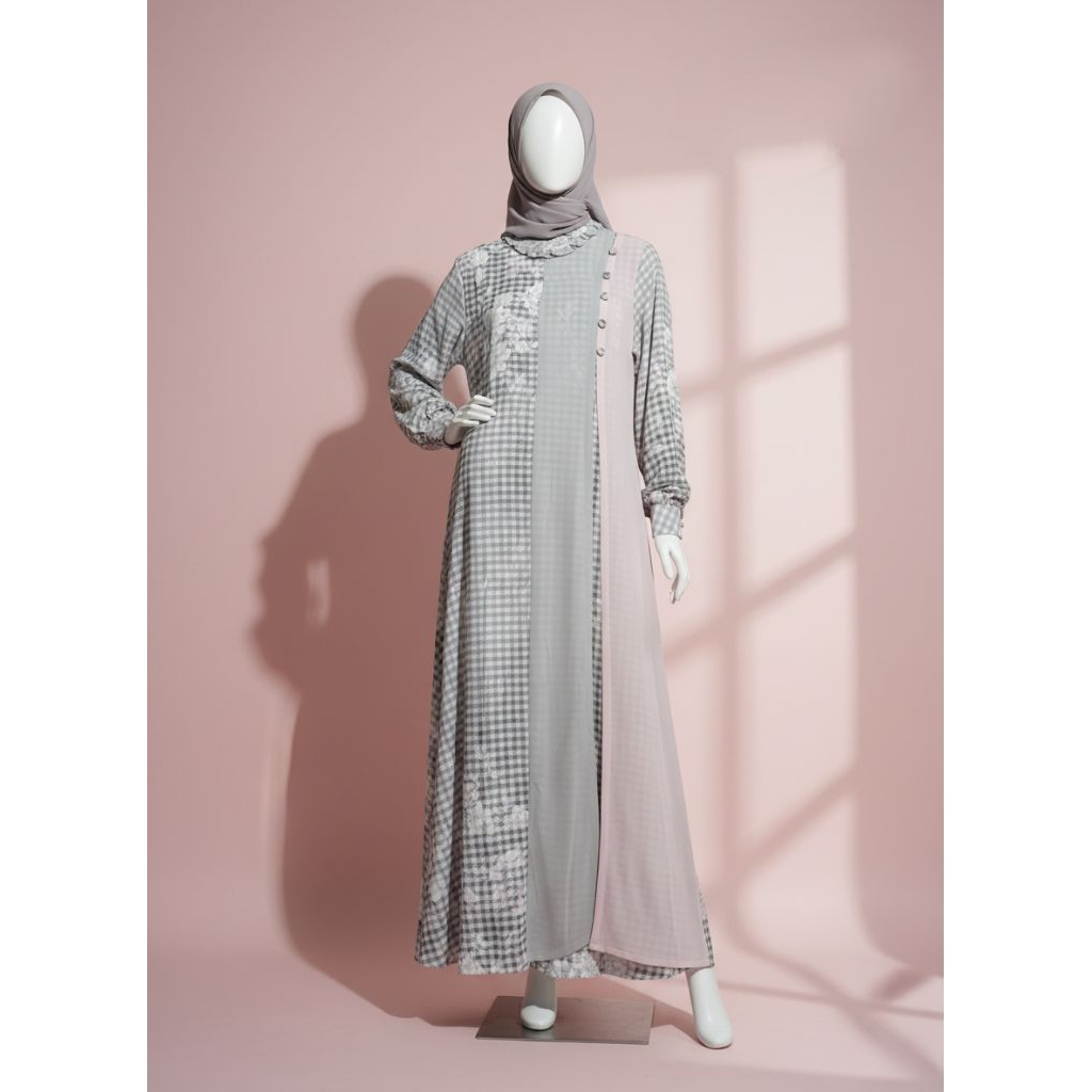 Dress muslimah polos mix motif original nabe