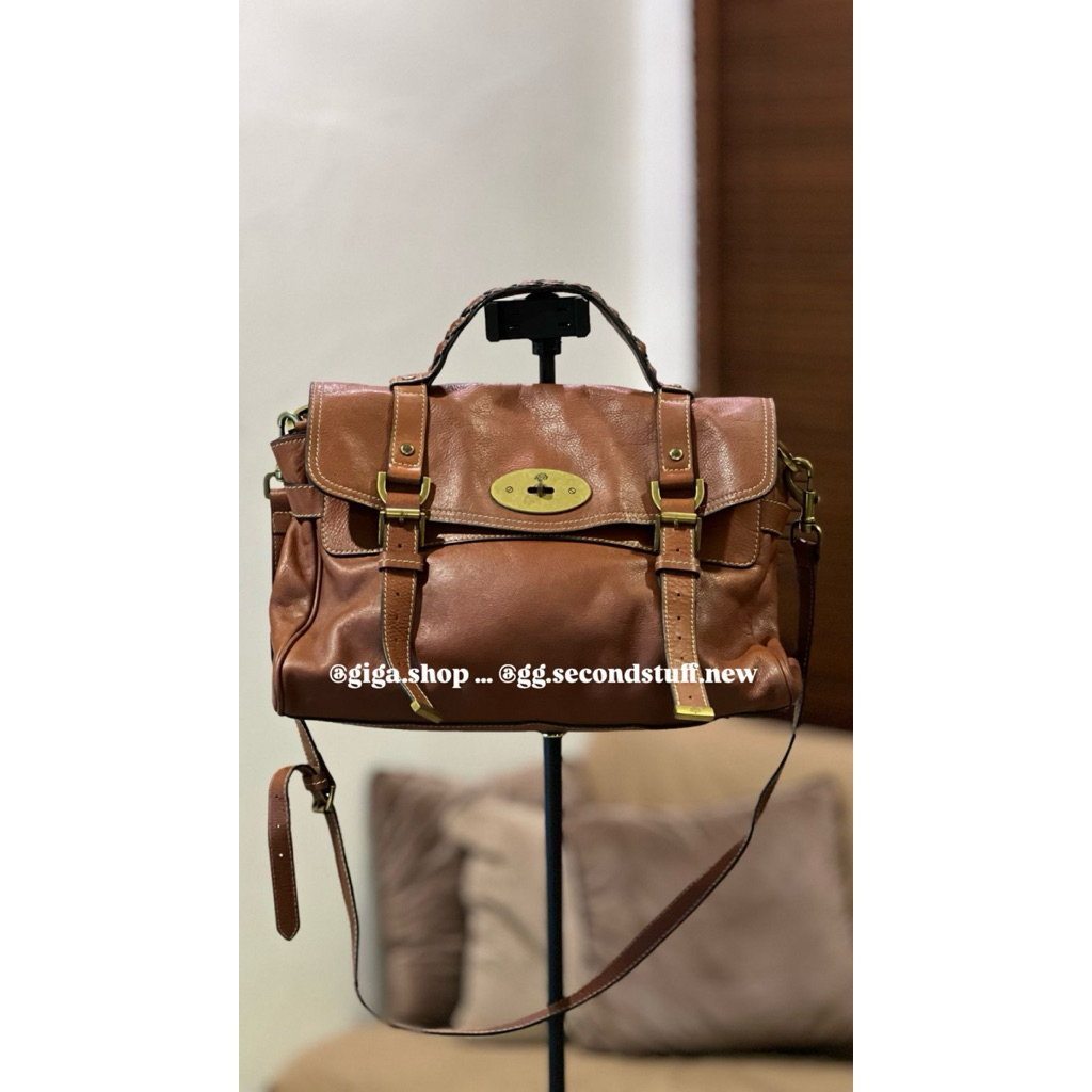 Authentic Mulberry Alexa in Chestnut Heavy Grain Leather LARGE - RARE UNISEX