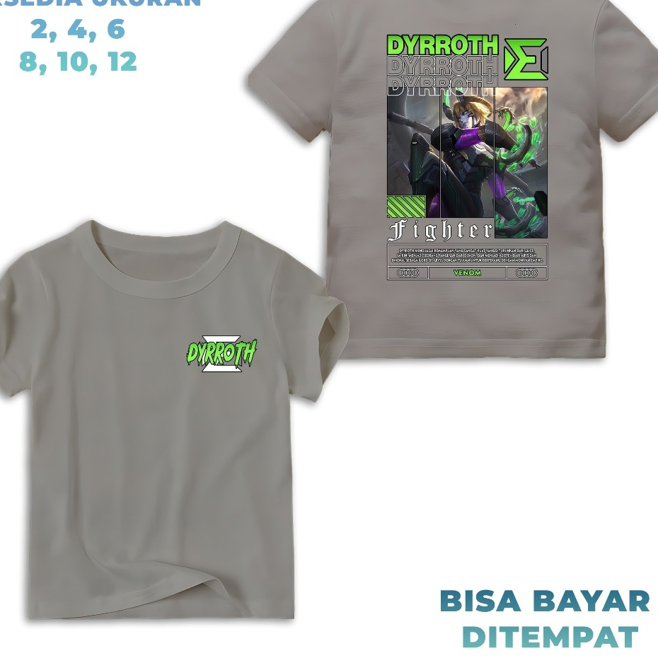 Kaos Hero Mobile Legend - Kaos  Atasan Katun Sablon - Kaos  Hero ML - Kaos Hero ML Dyrroth Dyrroth V