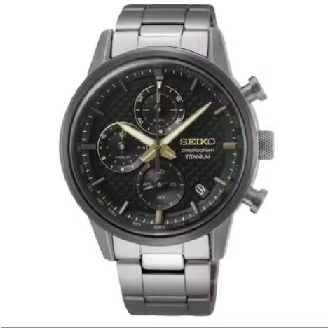 Seiko chronograph SSB391P1 silver dial hitam pria original