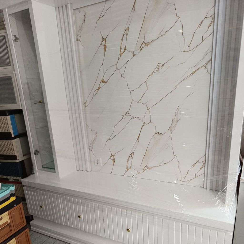 RAK TV BESAR 180 / LEMARI TV HIAS LAMPU KACA TIPBLOK BANDUNG BAGUS MURAH BERKUALITAS