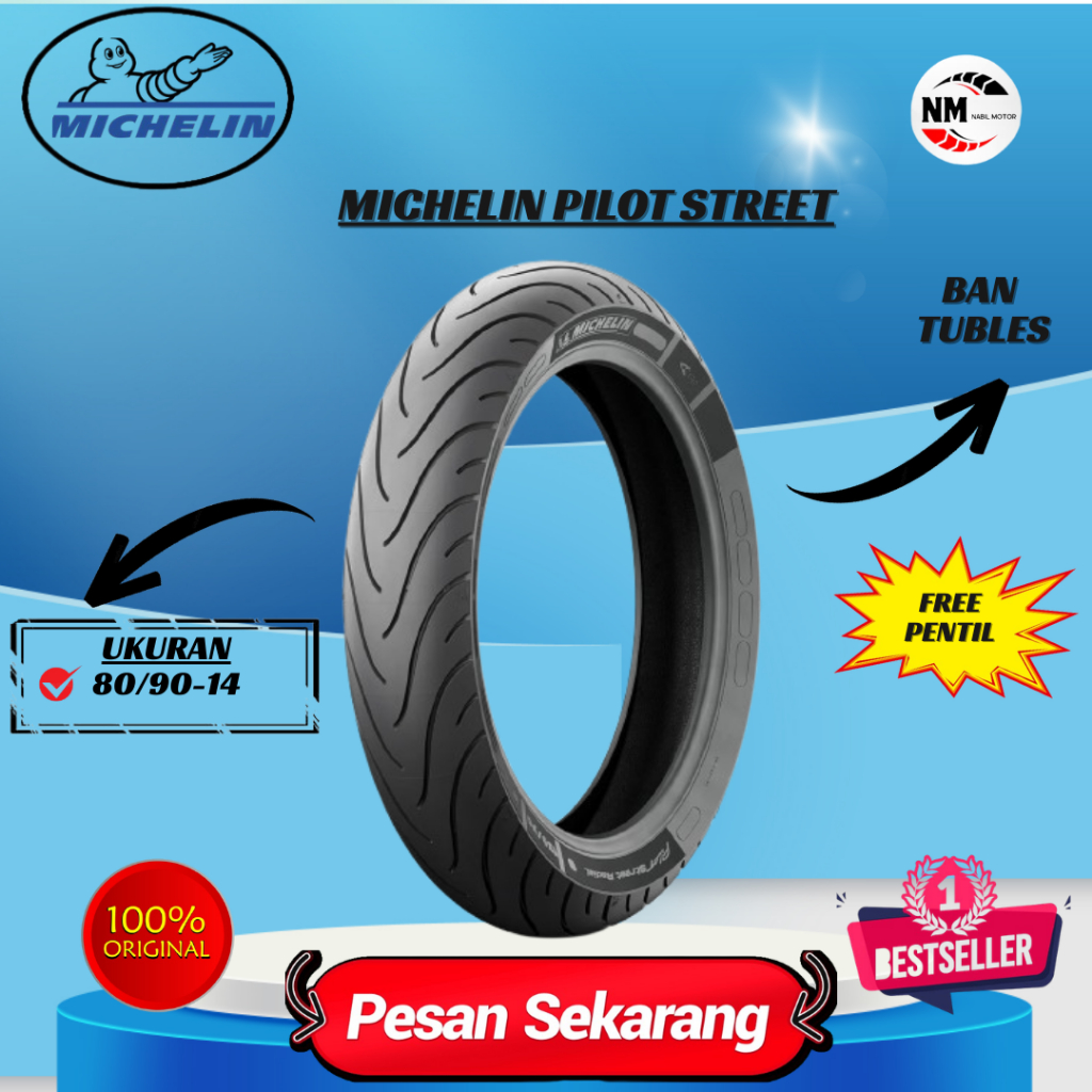Ban Michelin Pilot Street 80/90 - Ring 14 - Tubeless