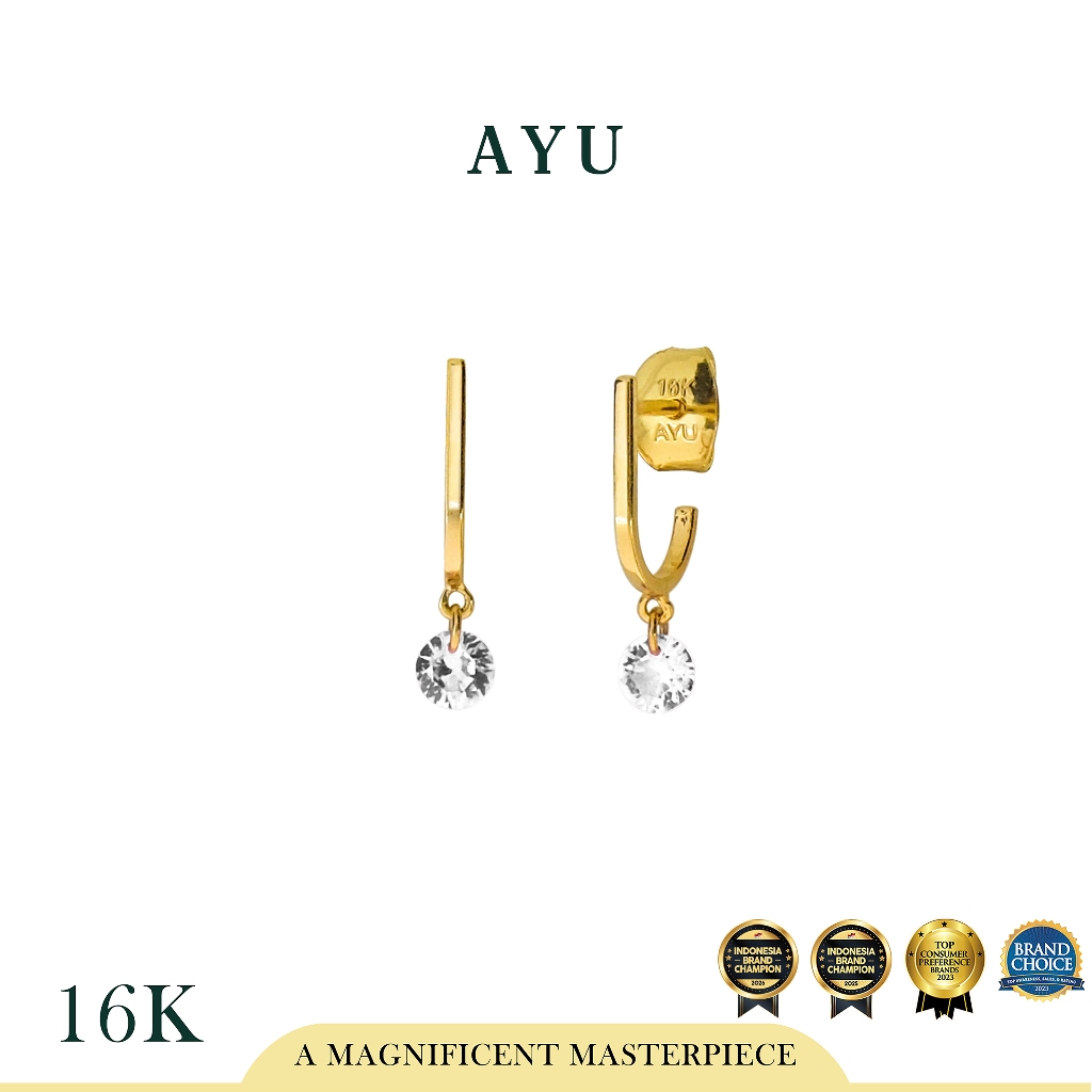 AYU Anting Emas Tindik - Candy Pop On Gold Hoop Stud 16k Yellow Gold