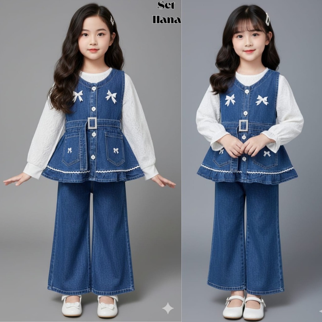 SET JEANS SULTAN ANAK PEREMPUAN USIA 3-10 TAHUN  SETELAN IMPOR ANAK JEANS PREMIUM /BAJU ANAK VIRAL K
