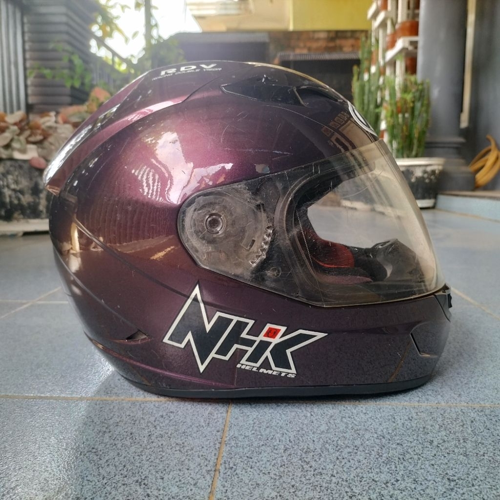Helm NHK GP1000 Racing Double Visor  Ungu Full Face Helmet