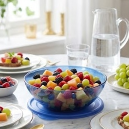 Tupperware eleganzia bowl 600 ml warna biru - crystal bowl