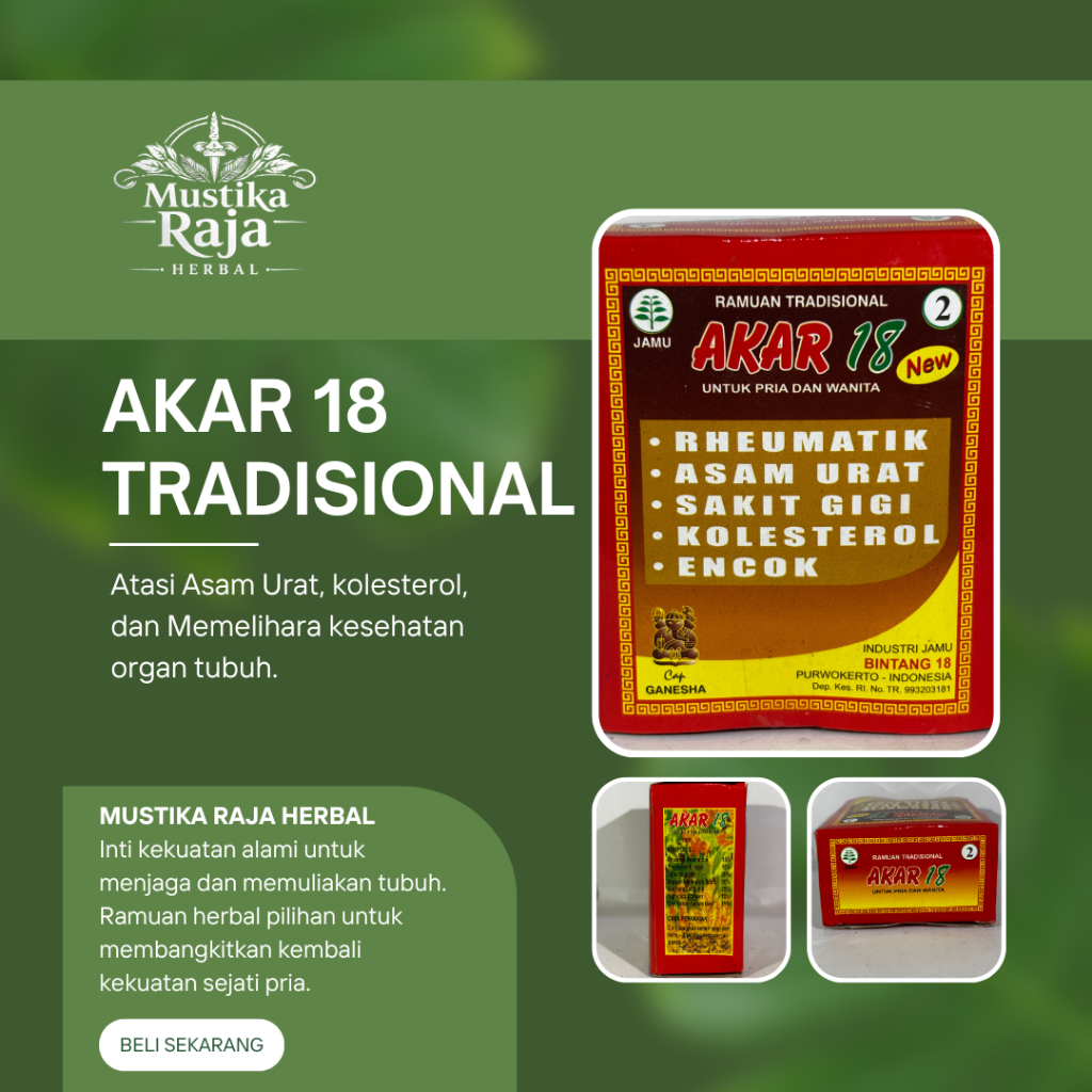 Jamu Herbal Akar 18 Serbuk Untuk Rheumatik Asam Urat