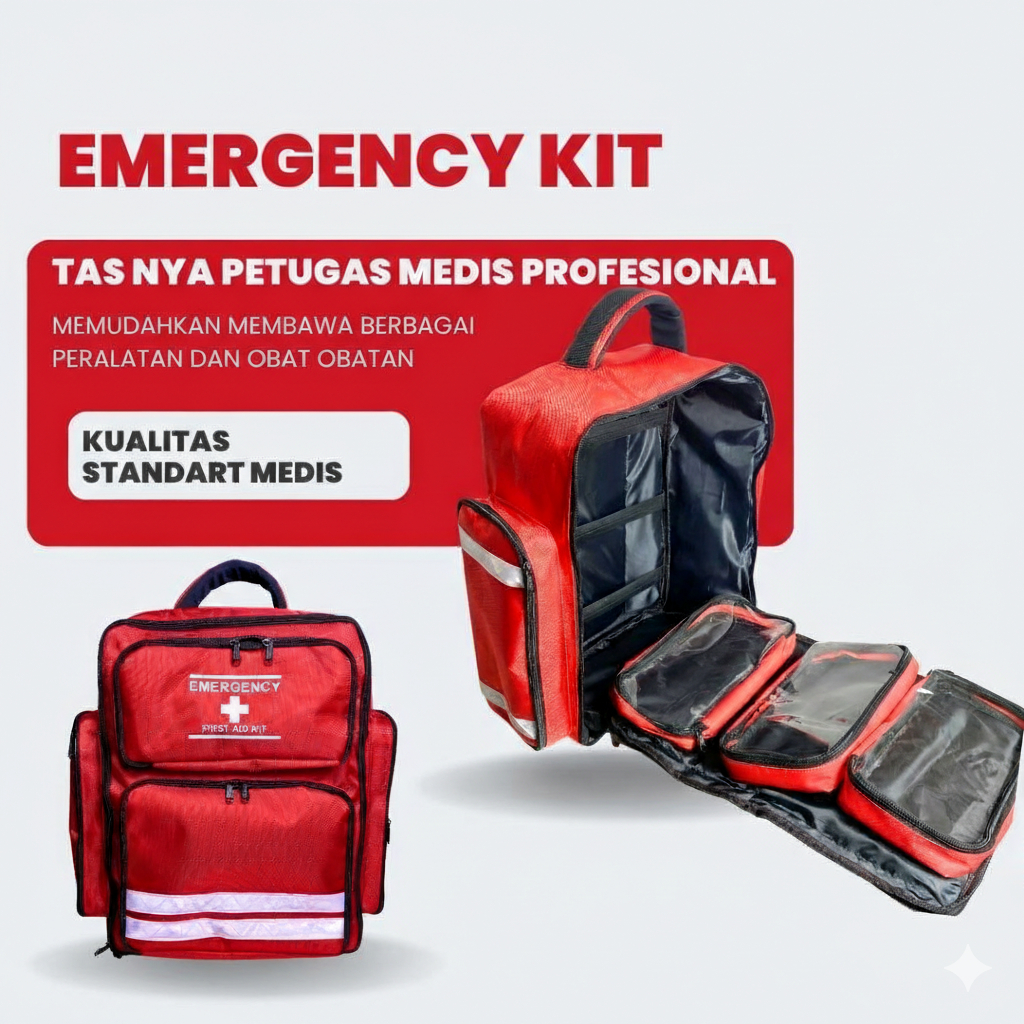 Tas ransel medis dokter perawat bidan homecare home care visit kesehatan P3k Emergency Kit Cordura A