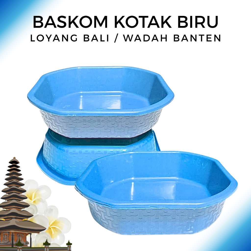 24 PCS BASKOM KECIL SEGI MOTIF BAMBU SERIES BIRU - LOYANG BALI UK 17 - WADAH BANTEN PLASTIK - TEBAL