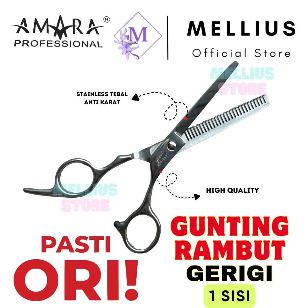 Amara Gunting Rambut Gerigi Besi Stainless Steel Alat Potong Rambut Pangkas Rambut Sasak Barbershop 